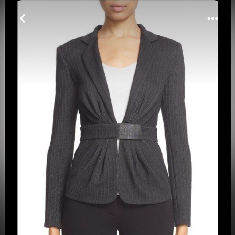 ISO Armani Collezioni Micro Chevron Herringbone Jacket Blazer Charcoal Gray
